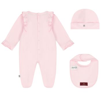 Baby Girls Pink & Gold Logo Babygrow Gift Set