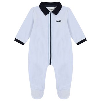 Baby Boys Blue Logo Babygrow