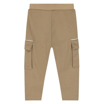 Younger Boys Beige Logo Joggers