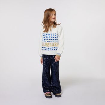 Girls Navy Blue Sequin Trousers