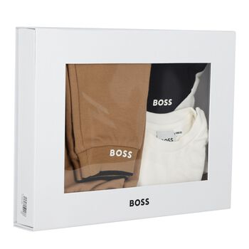 Baby Boys Beige Logo Tracksuit Set