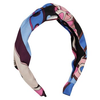 Girls Blue & Pink Vivara Knot Tie Headband