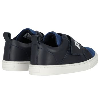 Boys Navy Blue Logo Trainers