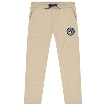 Boys Beige Logo Joggers