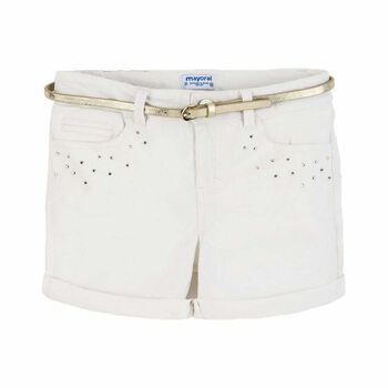 Girls Ivory Embellished Shorts