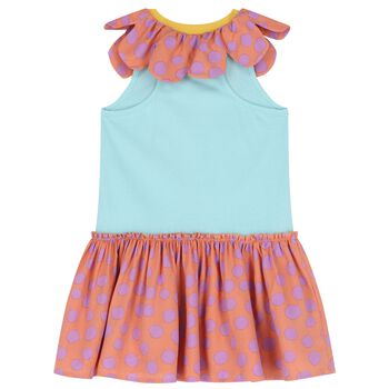 Girls Orange & Aqua Flower Dress