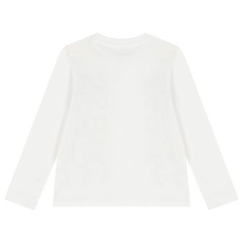 Boys White Logo Long Sleeve Top