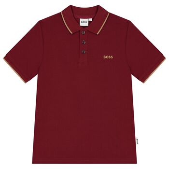 Boys Burgundy Logo Polo Shirt