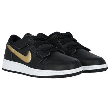 Black & Gold Air Jordan 1 Low Flyease Trainers