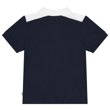 Younger Boys Navy Blue Logo Polo Shirt