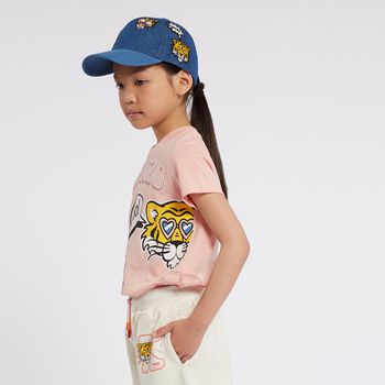 Girls Pink Tiger Logo T-Shirt