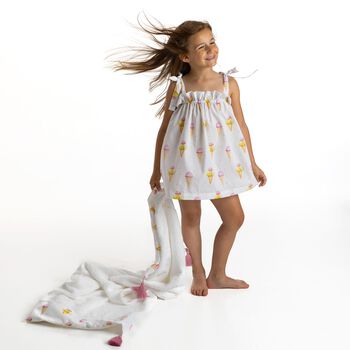 Girls White Ice Creams Beach Dress