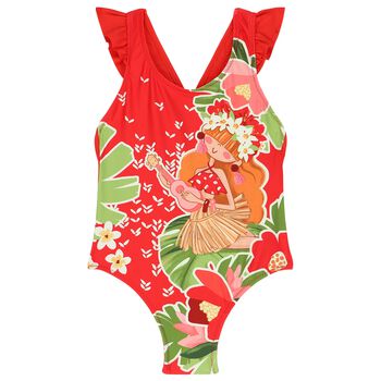 Girls Red Swimsuit