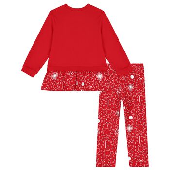 Girls Red Logo Leggings Set