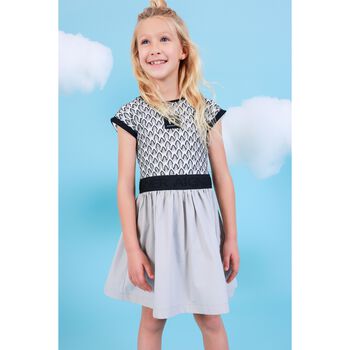 Girls Grey & Black Logo Dress