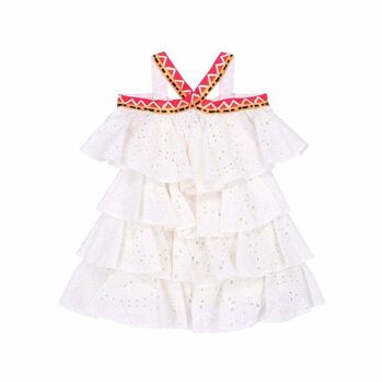 Girls White Cotton Dress