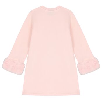 Girls Pink Logo Faux fur Dress