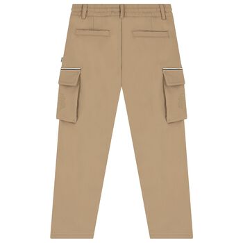 Boys Beige Logo Trousers