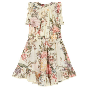 Girls Ivory Floral Dress