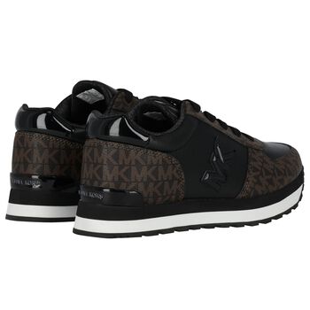 Girls Black & Brown Logo Trainers