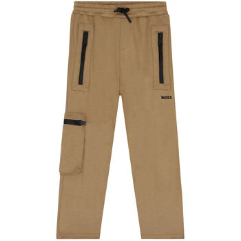 Boys Beige Logo Joggers