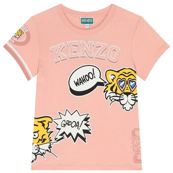 Girls Pink Tiger Logo T-Shirt