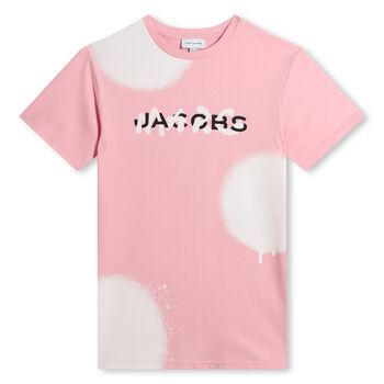 Girls Pink & White Logo Dress