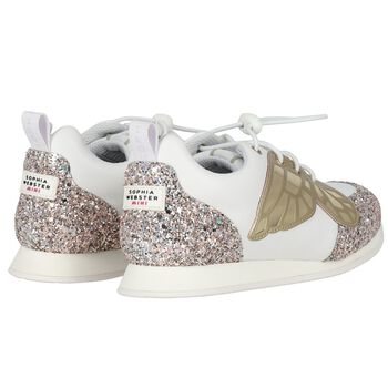 Girls White Embellished Butterfly Trainers