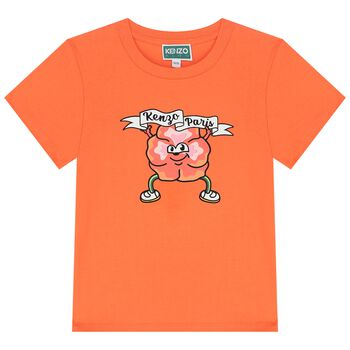 Girls Orange Flower Logo T-Shirt