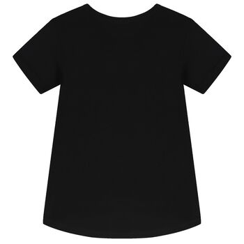 Girls Black Embellished Logo T-Shirt