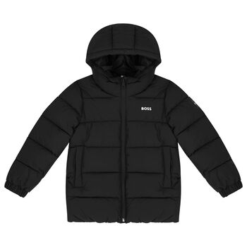 Boys Black Logo Puffer Jacket