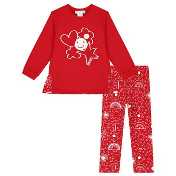 Girls Red Logo Leggings Set