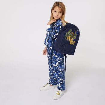 Boys Navy Blue Logo Backpack