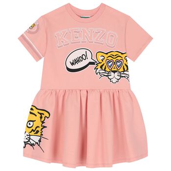 Girls Pink Tiger Logo Dress