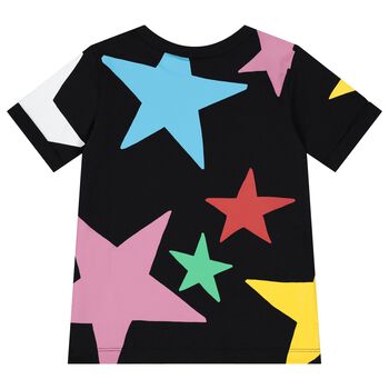 Girls Black Stars Logo T-Shirt