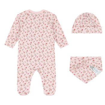 Baby Girls Pink Floral Babygrow Gift Set