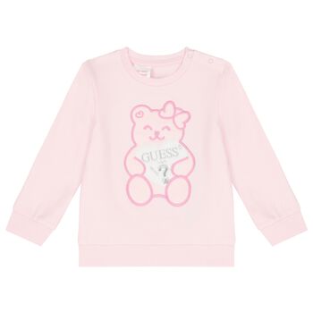 Girls Pink Teddy Bear Logo Sweatshirt