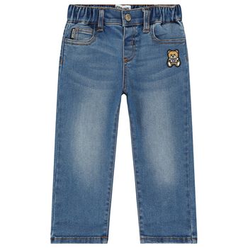 Younger Boys Blue Teddy Bear Logo Jeans