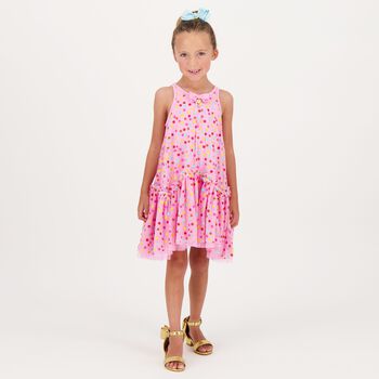 Girls Pink Polka Dots Dress