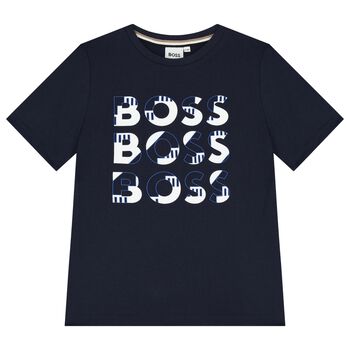 Boys Navy Blue Logo T-Shirt