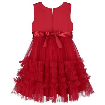 Girls Red Ruffle Tulle Dress