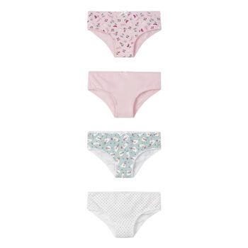 Girls Pink & White Briefs (4 Pack)