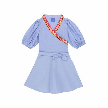 Girls Blue Striped Dress