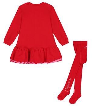 Girls Red Heart Dress Set