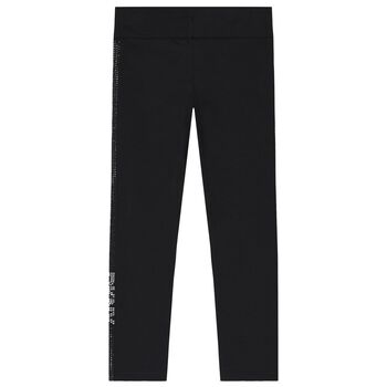 Girls Black Logo Leggings