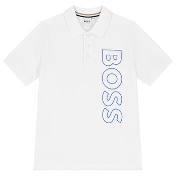 Boys White Logo Polo Shirt