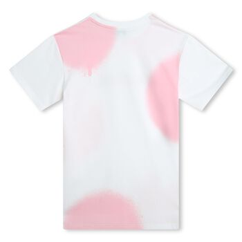 Girls White & Pink Logo Dress