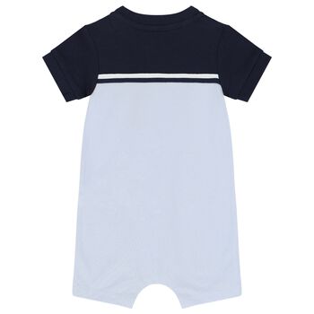 Baby Boys Navy Blue & Blue Logo Romper