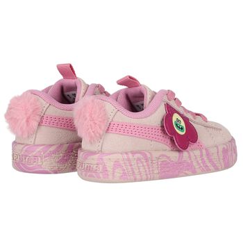 Baby Girls Pink Trolls Suede Trainers