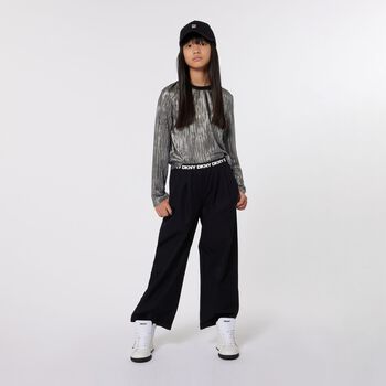 Girls Black Logo Trousers